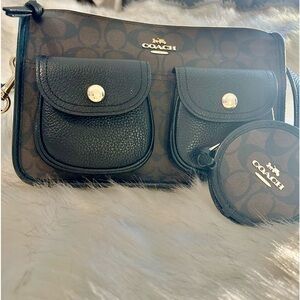 Coach pennie crossbody with coin case in signature canvas